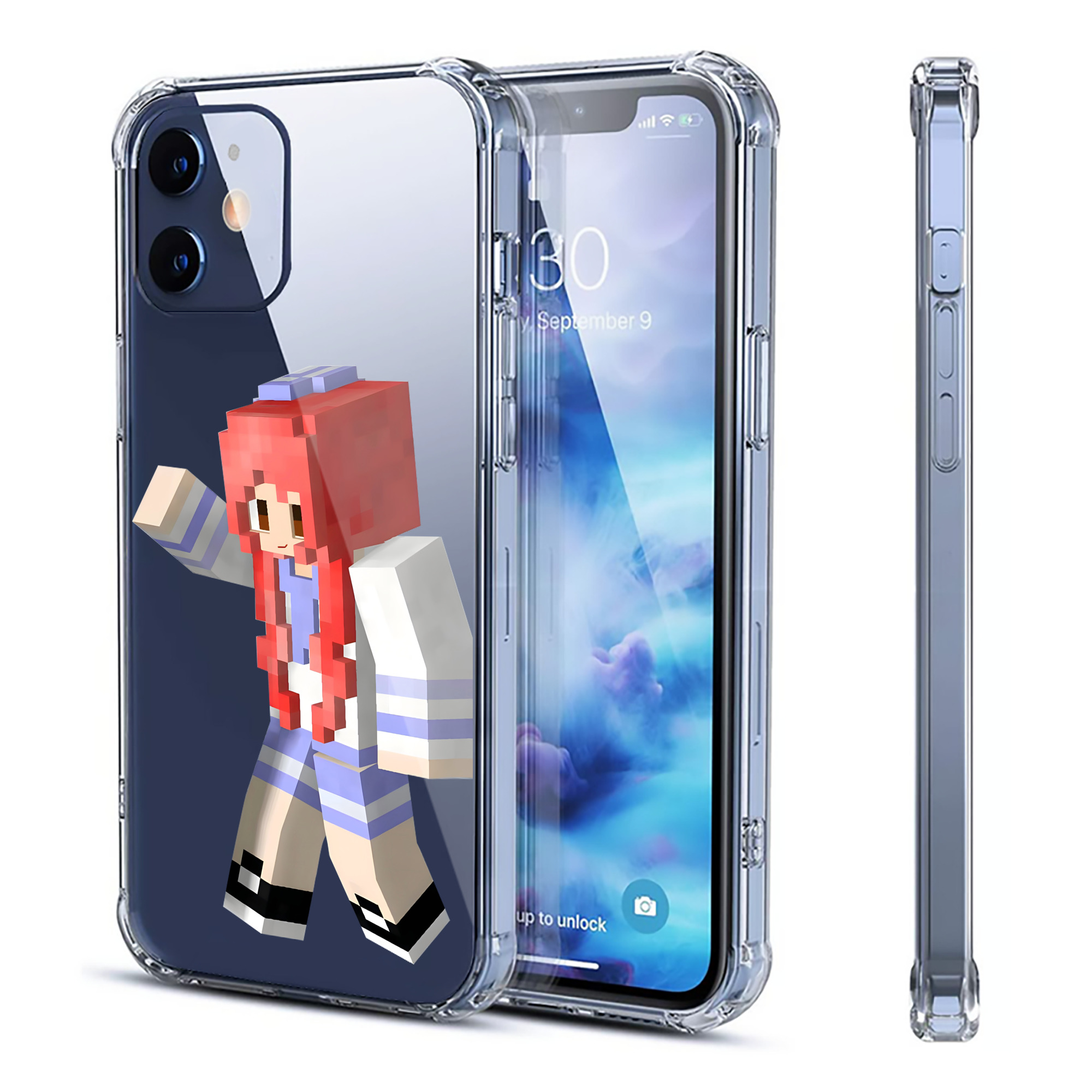 （画像用） マインクラフト ブロックの世界 Minecraft MC Block world 【iPhone 12シリーズ対応】透明スマホケース（クリアソフトケース）